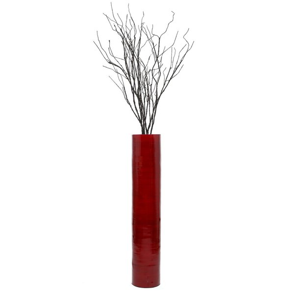 Uniquewise Tall Decorative Contemporary Bamboo Display Floor Vase Cylinder Shape, 30 Inch Red QI004157.R